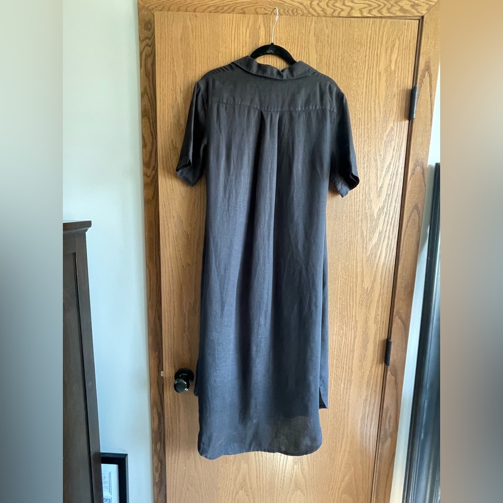 James Perse Linen Open Henley Shirt Dress - Picture 7 of 12